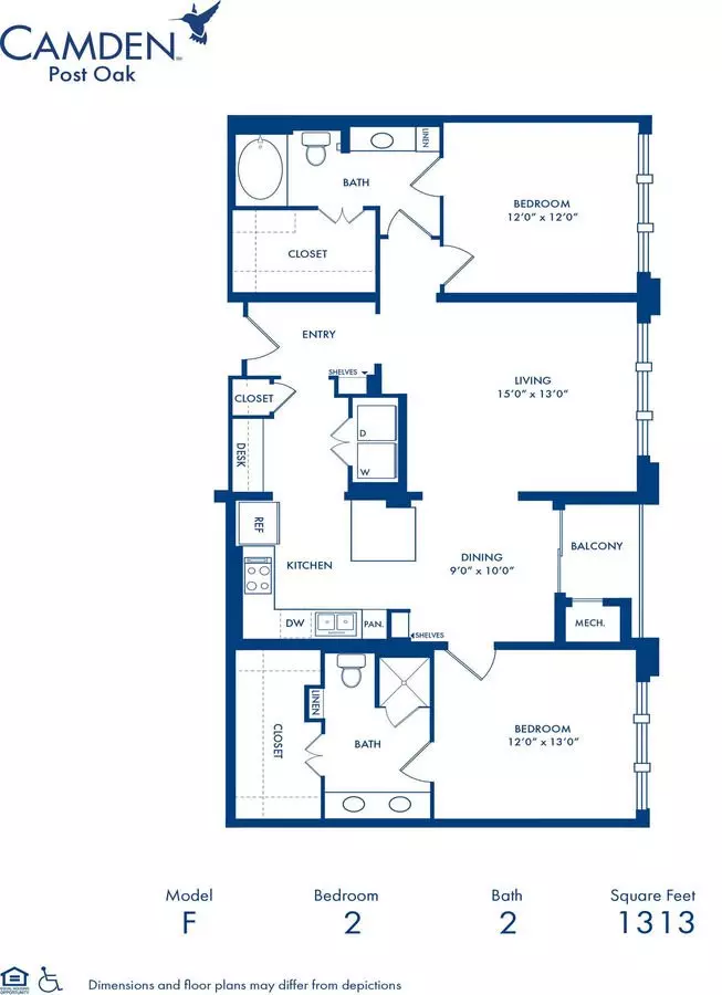 2 Beds • 2 Bath 2506 floor plan