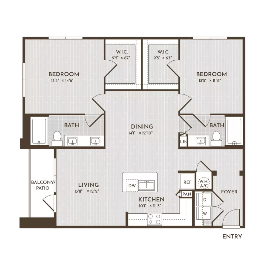 2BR 2BA (1209 SF) 05202 floor plan