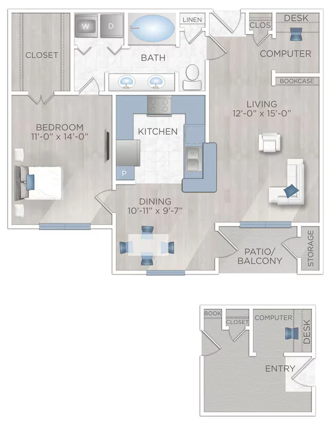 1 Bed • 1 Bath 1131 floor plan