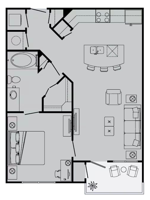 1 Bed • 1 Bath 2137 floor plan