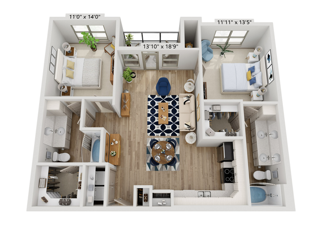 2 Beds • 2 Bath 1292 floor plan
