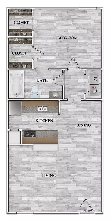 1x1 519 SF 0510 floor plan
