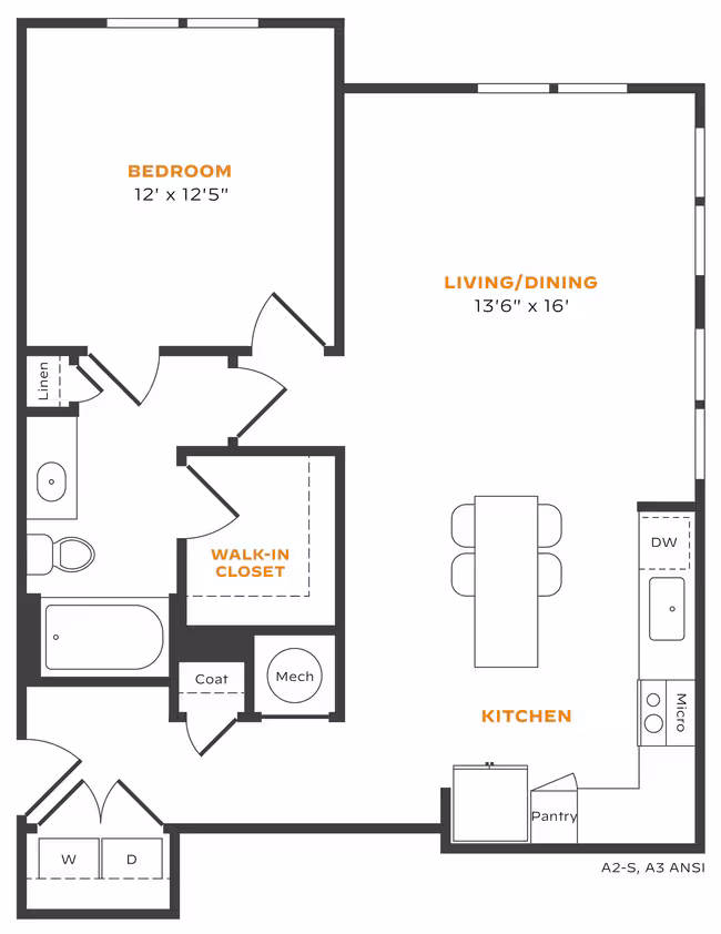 1x1 531 floor plan
