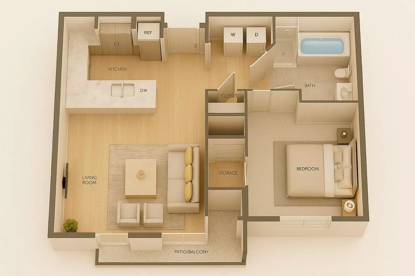 1 Bed • 1 Bath 235 floor plan