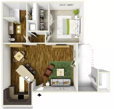 1 Bed • 1 Bath 0434 floor plan