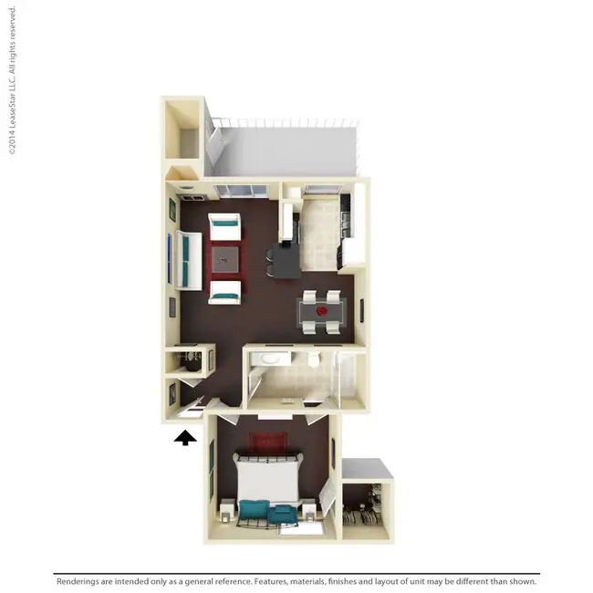 1 Bed • 1 Bath 810 floor plan