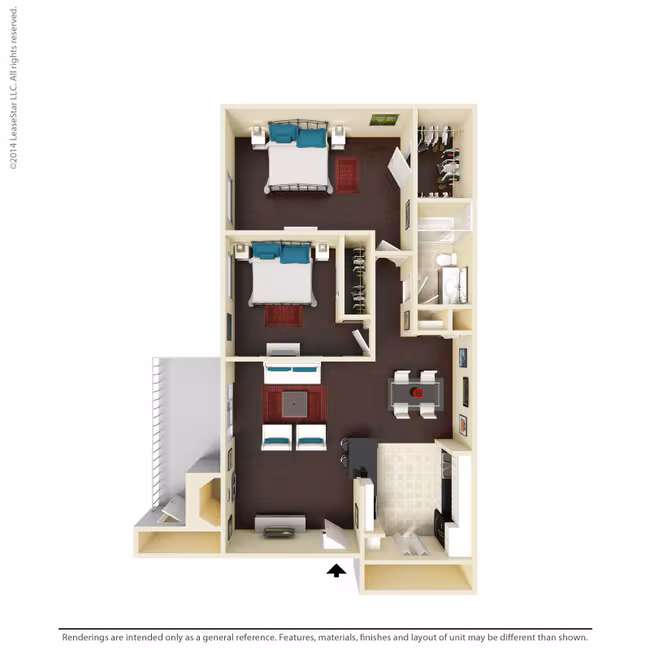 2 Beds • 2 Bath 1014 floor plan