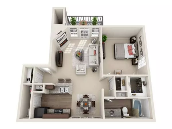 1 Bed • 1 Bath 0306 floor plan