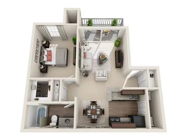 1 Bed • 1 Bath 0410 floor plan