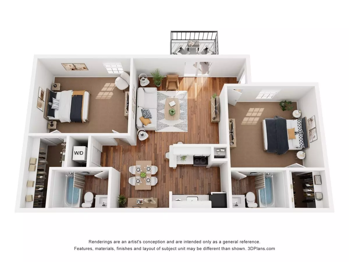 2 Beds • 2 Bath 810 floor plan