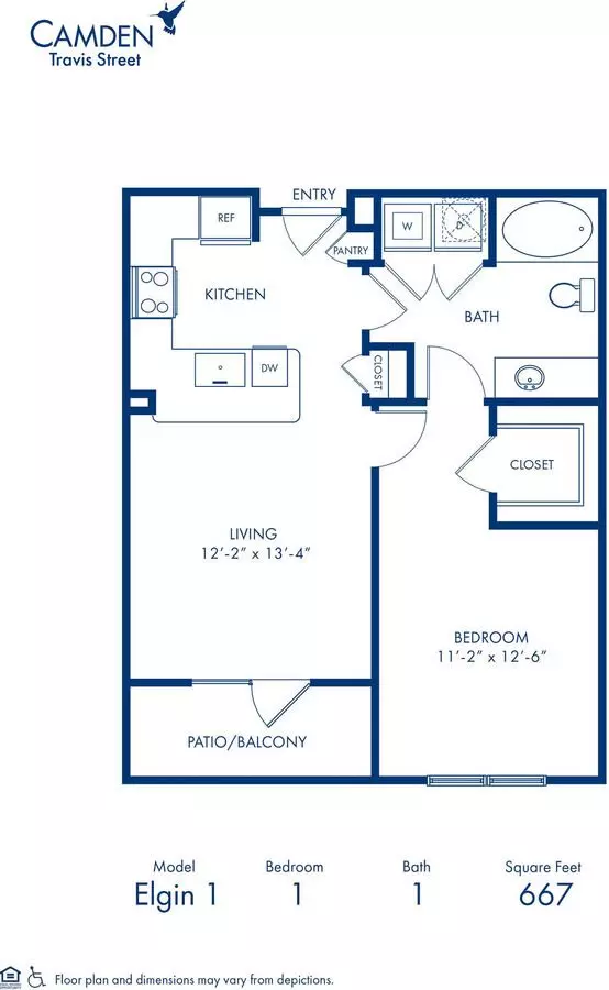 1 Bed • 1 Bath 1047 floor plan