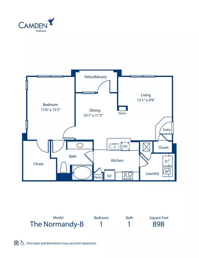 1 Bed • 1 Bath 0334 floor plan