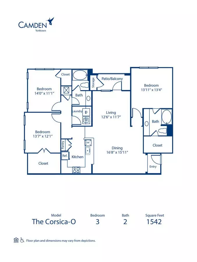 3 Beds • 2 Bath 0231 floor plan