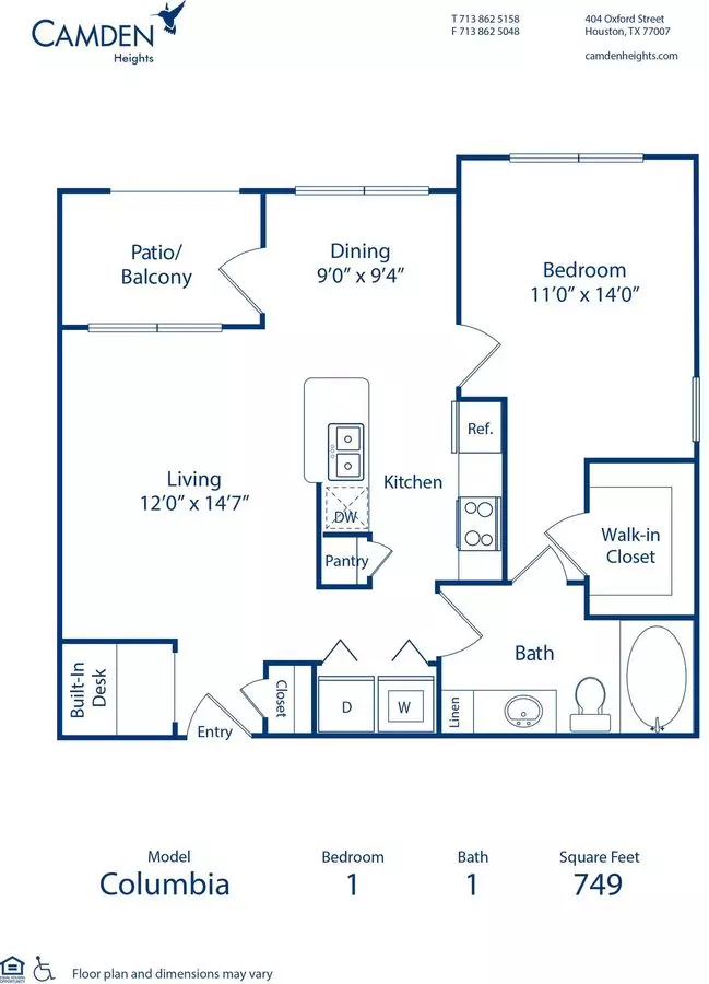 1 Bed • 1 Bath 1313 floor plan
