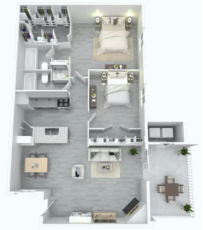 2x2 129 floor plan