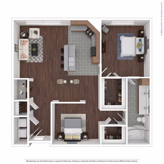 2 Beds • 2 Bath 1206 floor plan