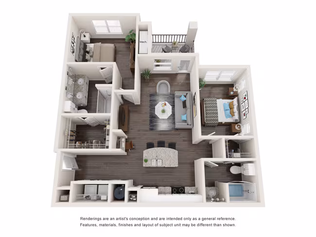 2 Beds • 2 Bath 1207 floor plan