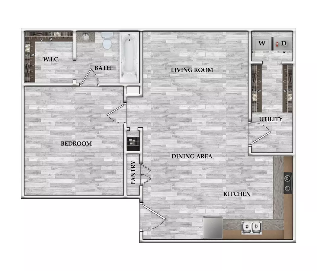 1 Bed • 1 Bath L-0717 floor plan