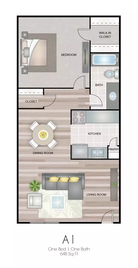 1 Bed • 1 Bath 1703 floor plan