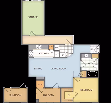 1 Bed • 1 Bath 09933 floor plan