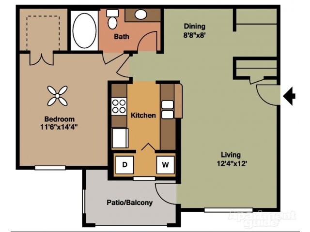 1 Bed • 1 Bath 0235 floor plan