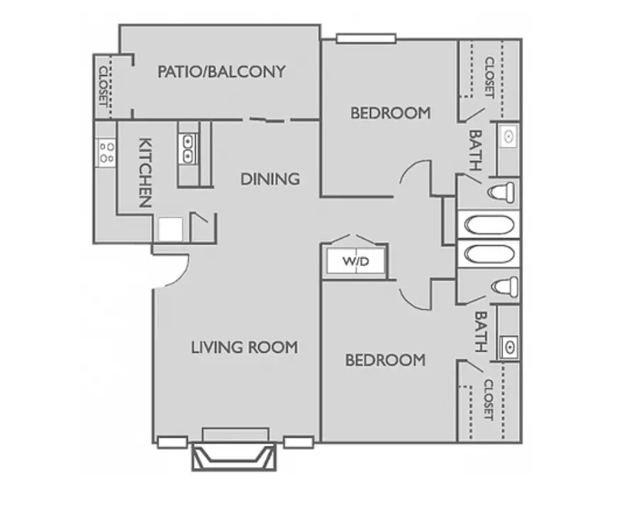 2 Bed 2 Bath 2401 floor plan