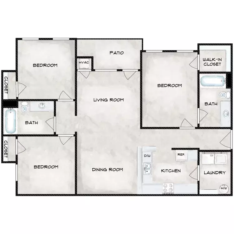 3 Beds • 2 Bath 318 floor plan