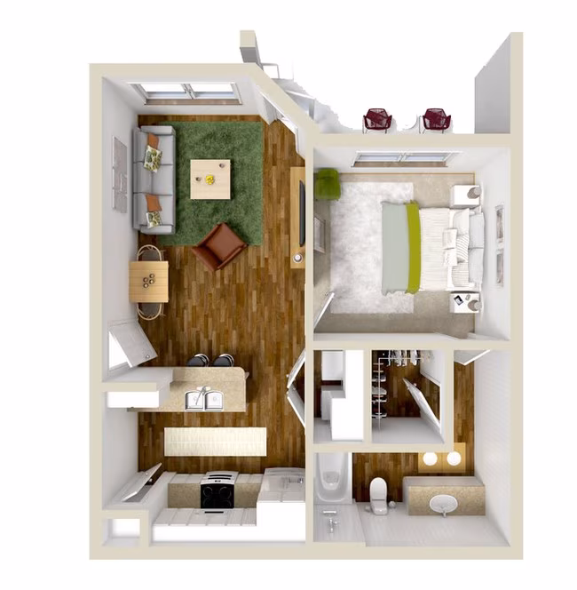 1 Bed • 1 Bath 10201 floor plan