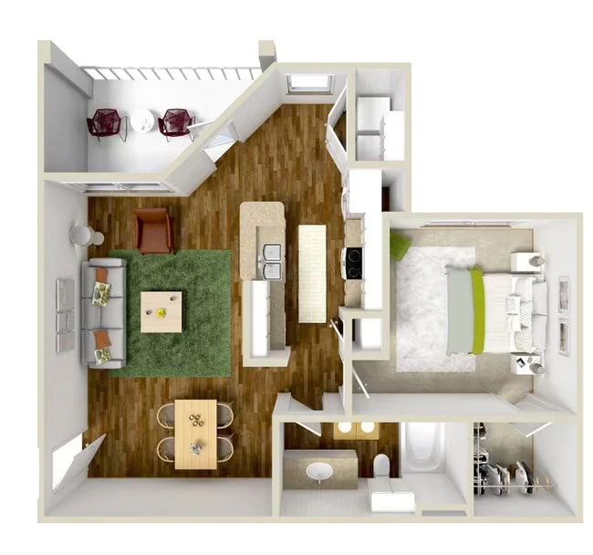 1 Bed • 1 Bath 6306 floor plan