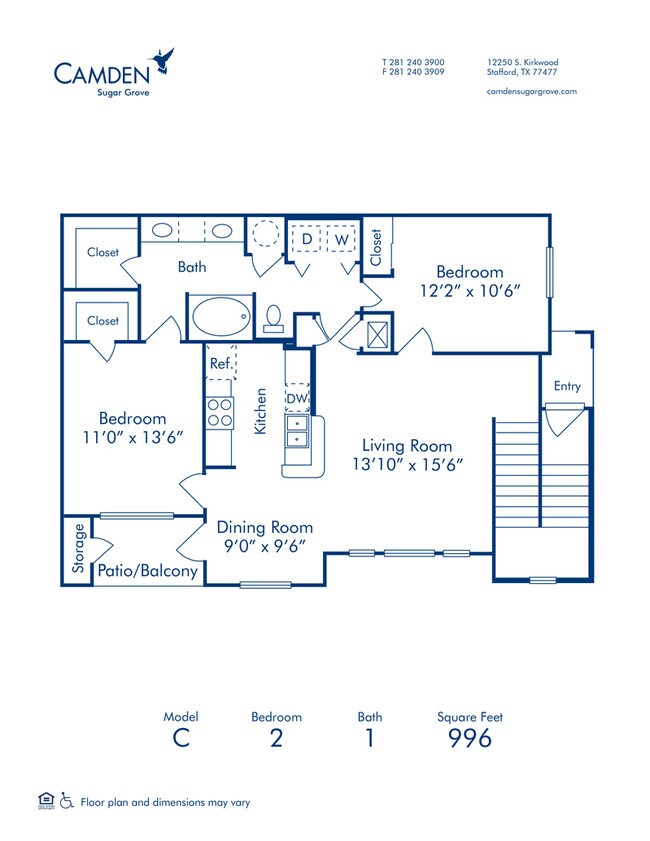 2 Beds • 2 Bath 1615 floor plan