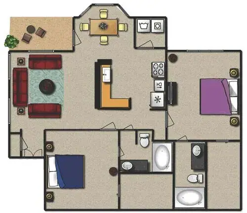 2 Beds • 2 Bath 1112 floor plan