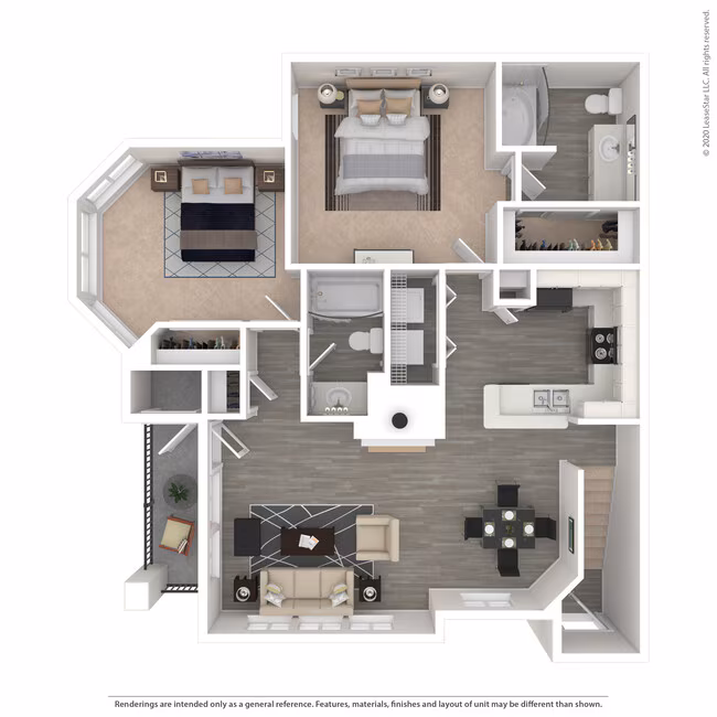 2 Beds • 2 Bath 702 floor plan