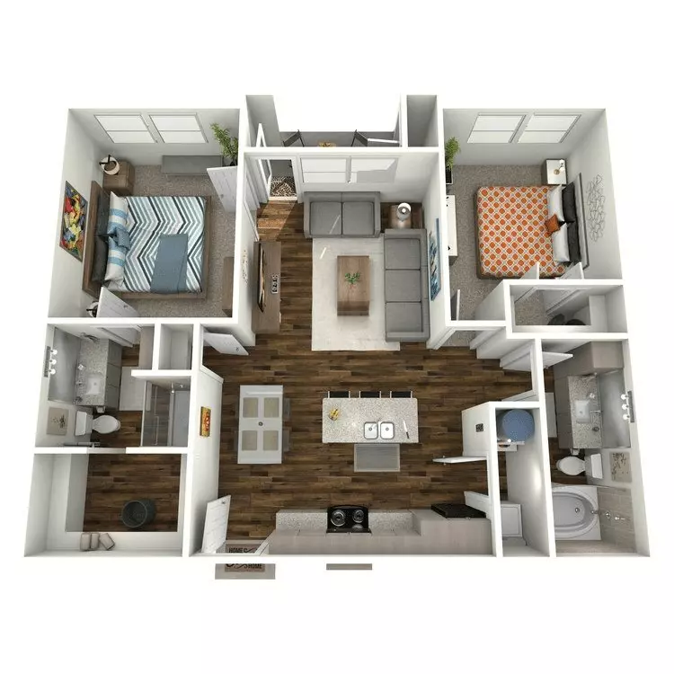 2 Bed, 2 Bath A (60% Income Restricted) 01-5301 floor plan