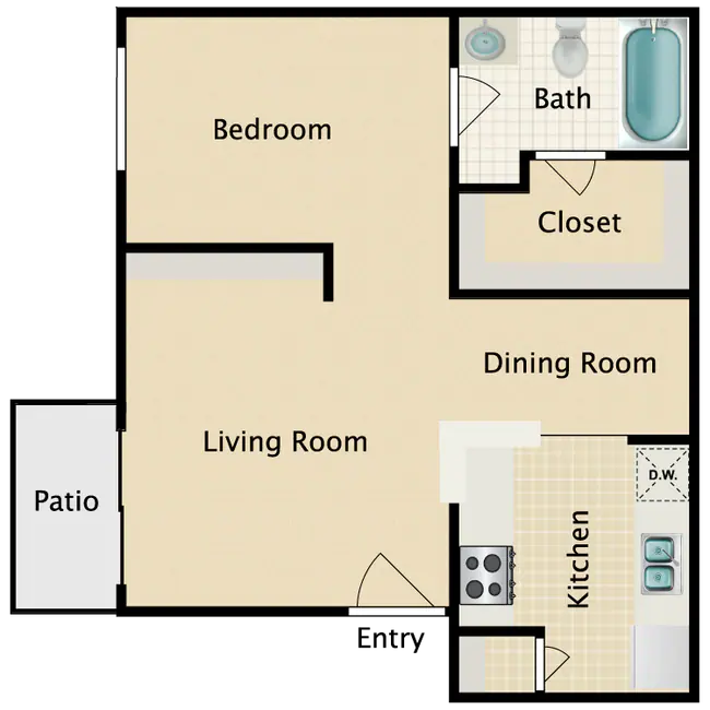 Studio • 1 Bath 2002 floor plan