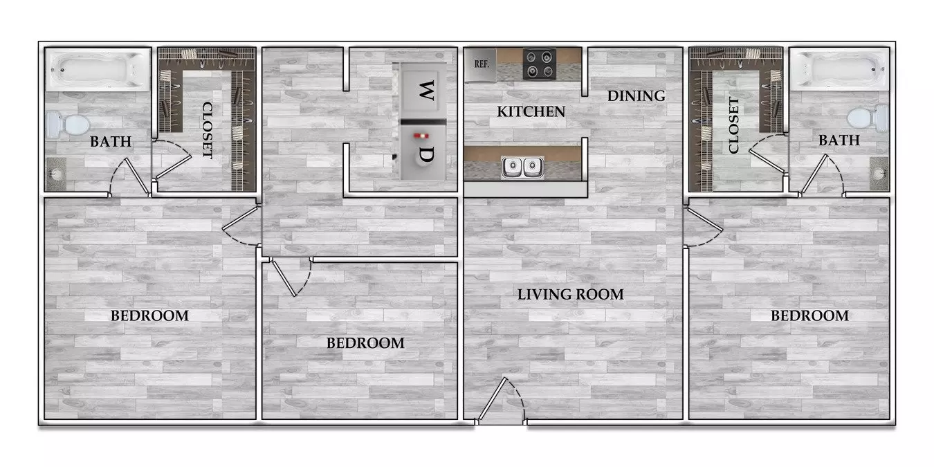 3x2 1010 SF 1-1306 floor plan