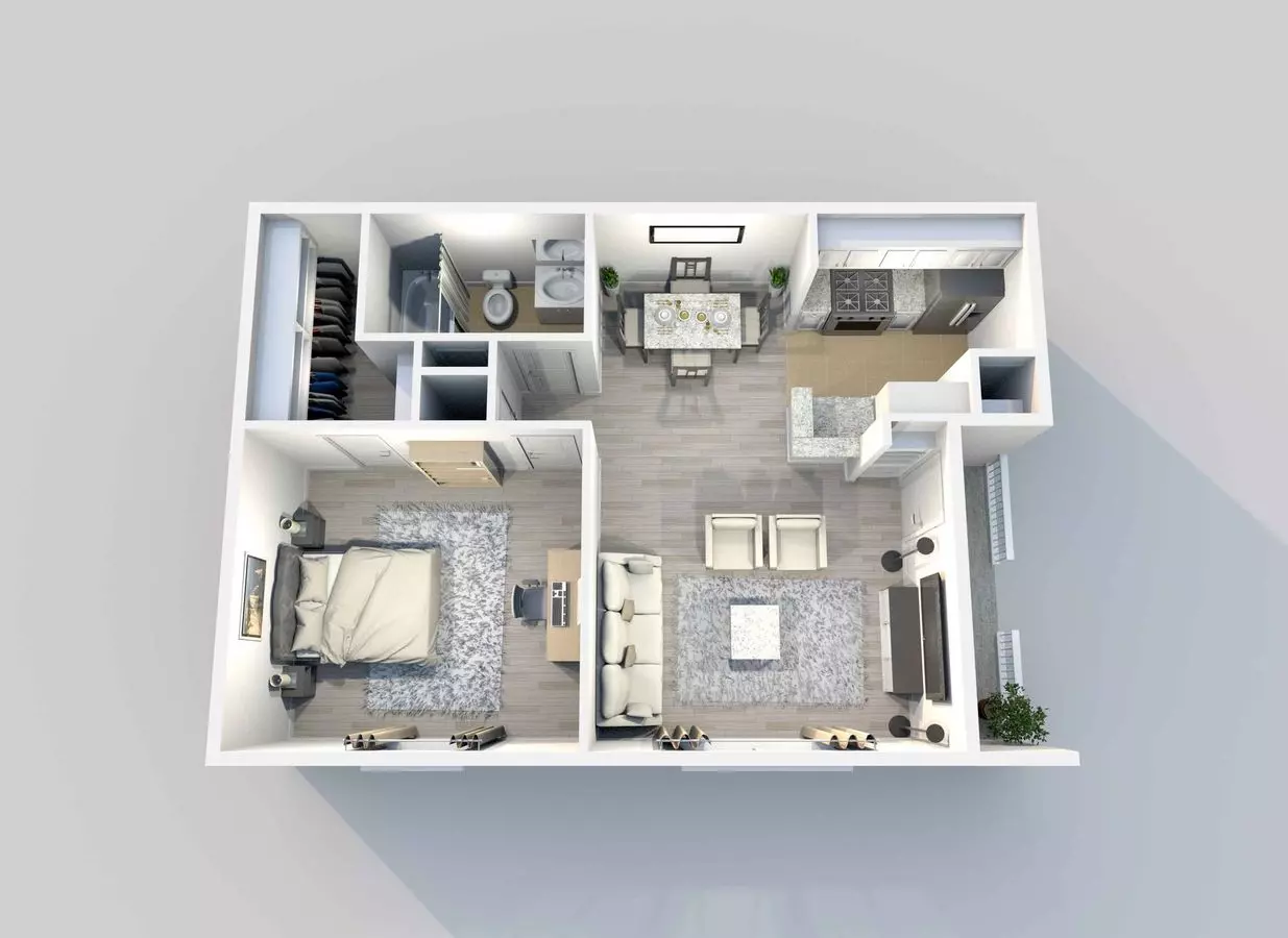 1 Bed • 1 Bath 1215 floor plan