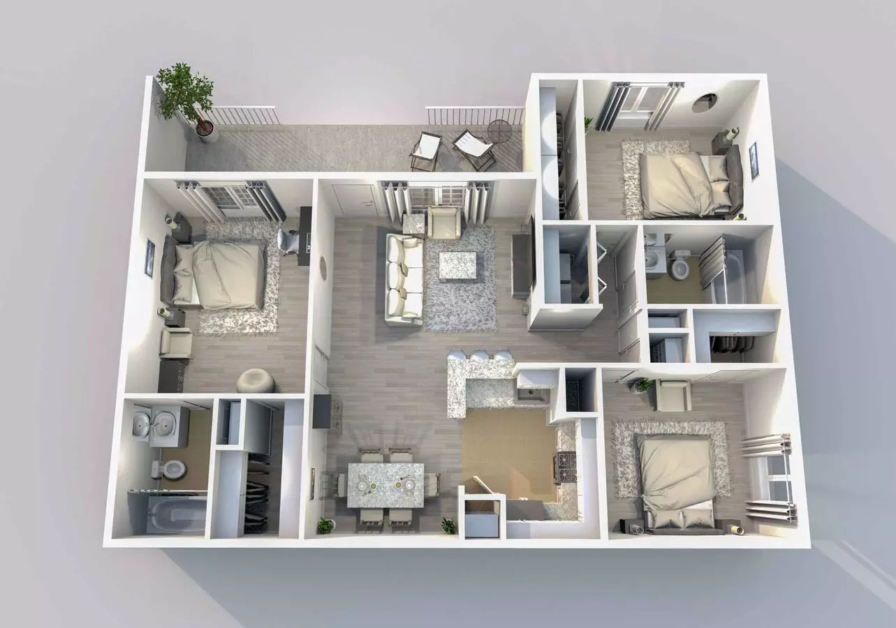 3 Beds • 2 Bath 0302 floor plan