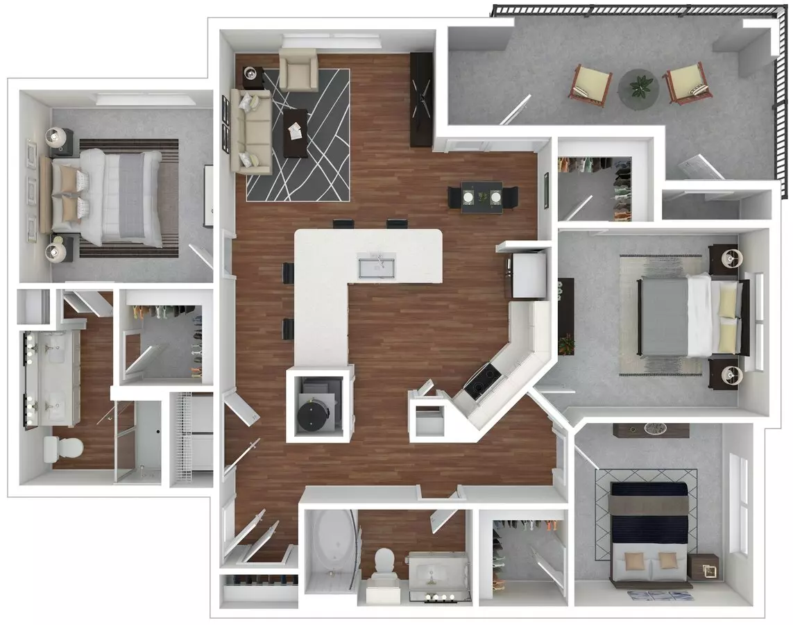 3 Beds • 2 Bath WAITC1 floor plan