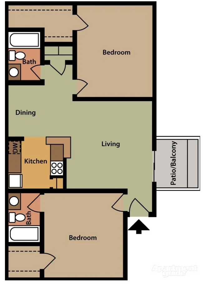 2 Beds • 2 Bath 207 floor plan