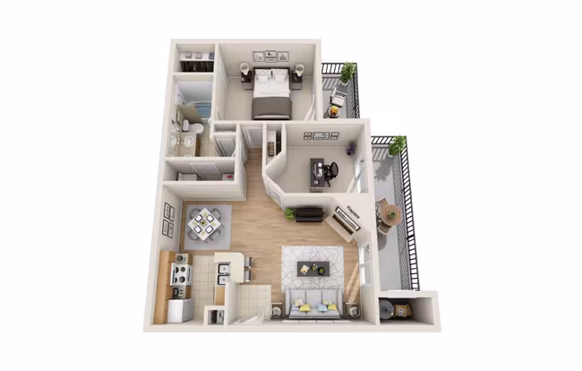 2 Beds • 2 Bath 1033 floor plan