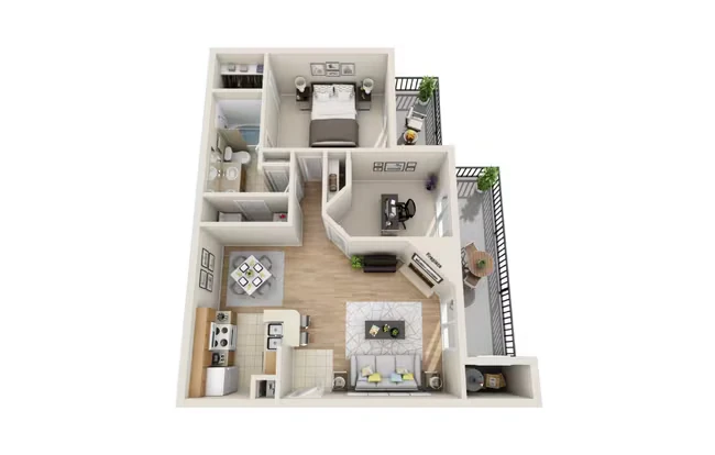 2 Beds • 1 Bath 0833 floor plan