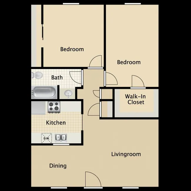 1 Bed • 1 Bath 54 floor plan