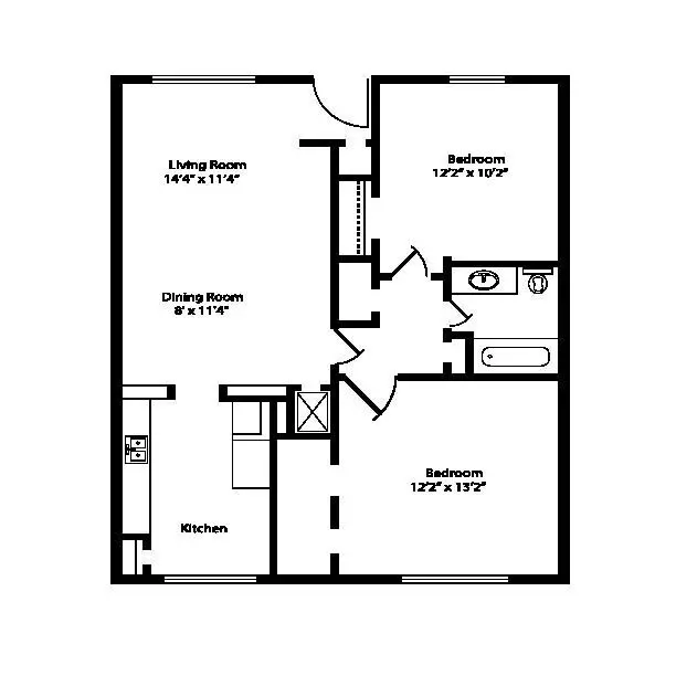 2 Beds • 1 Bath 753 floor plan