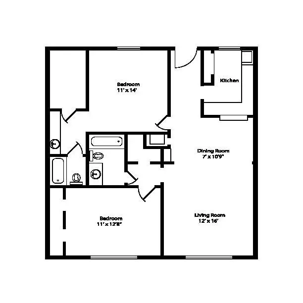 2 Beds • 2 Bath 751 floor plan
