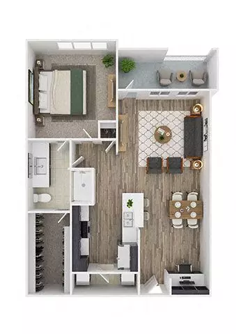 1 Bed • 1 Bath 1319 floor plan