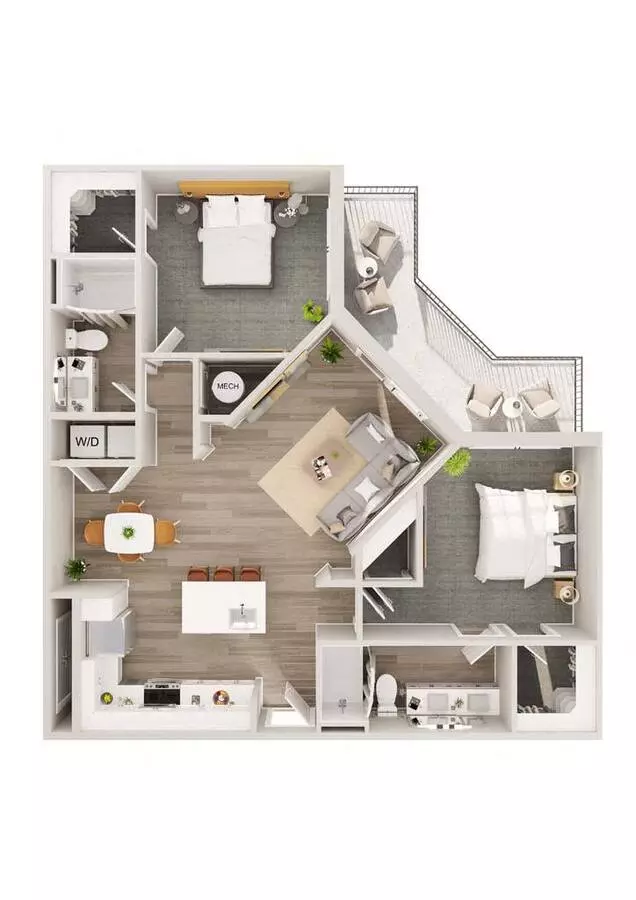2 Beds • 2 Bath 2101 floor plan