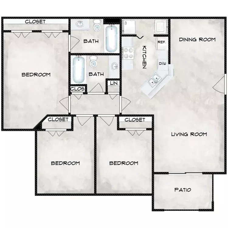 3 Beds • 2 Bath 231 floor plan