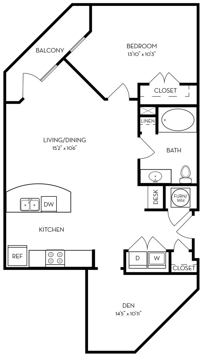 1 Bed • 1 Bath 2114 floor plan