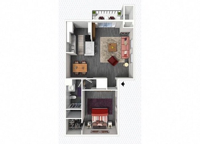 1 Bed • 1 Bath 044 floor plan