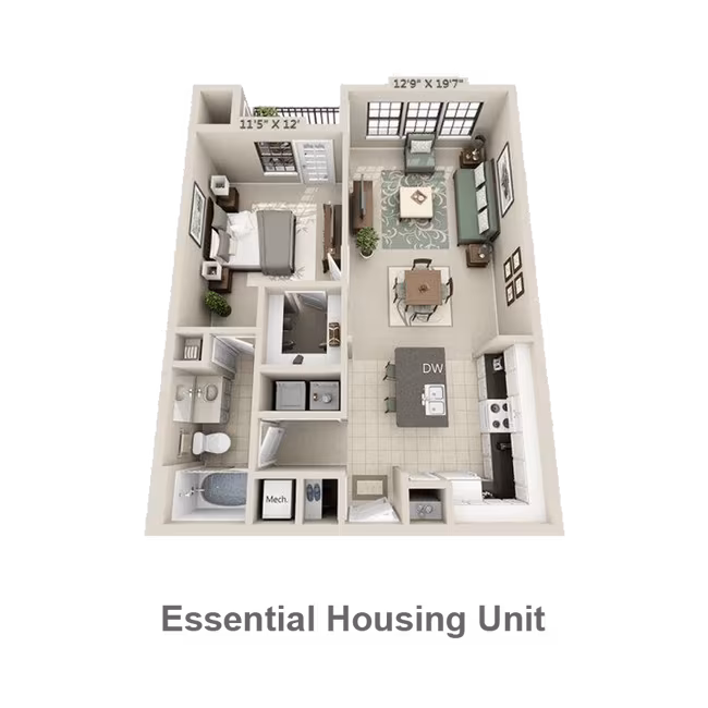 Unit E1093 floor plan